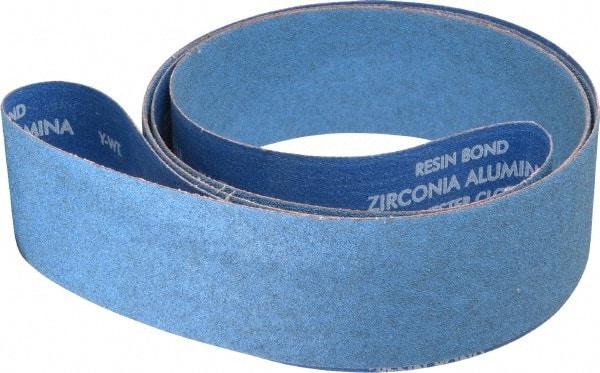 Norton - 3" Wide x 132" OAL, 60 Grit, Zirconia Alumina Abrasive Belt - Zirconia Alumina, Medium, Coated, Y Weighted Cloth Backing, Series R824 - Top Tool & Supply