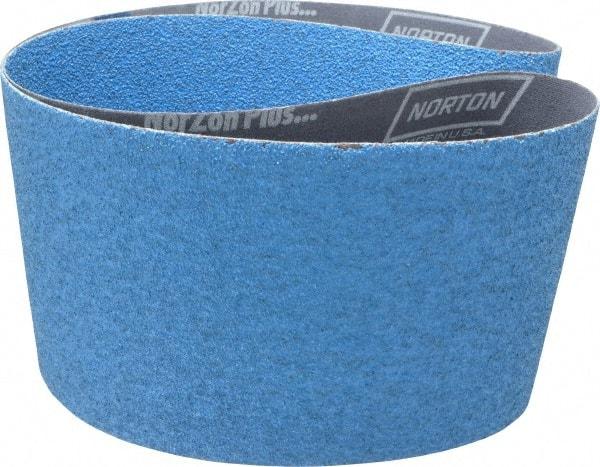 Norton - 6" Wide x 48" OAL, 36 Grit, Zirconia Alumina Abrasive Belt - Zirconia Alumina, Very Coarse, Coated, Y Weighted Cloth Backing, Dry, Series R821 - Top Tool & Supply