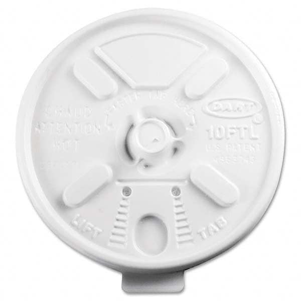 DART - Lift N' Lock Plastic Hot Cup Lids, Fits 10 oz Cups, White, 1000/Carton - Top Tool & Supply