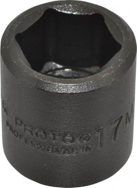 Proto - 3/8" Drive 17mm Standard Impact Socket - 6 Points, 1-3/32" OAL - Top Tool & Supply