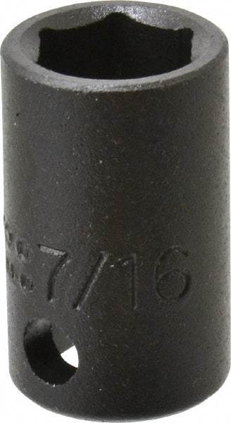 Proto - 3/8" Drive 7/16" Standard Impact Socket - 6 Points, 1-3/32" OAL - Top Tool & Supply