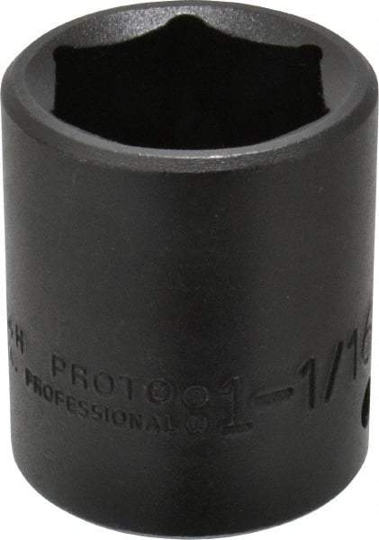 Proto - 1/2" Drive 1-1/16" Standard Impact Socket - 6 Points, 1-3/4" OAL - Top Tool & Supply