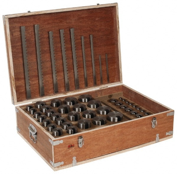 Value Collection - 75 Piece, 1/8 to 3/4" Keyway Width, Style B, C, D & E Keyway Broach Set - Top Tool & Supply