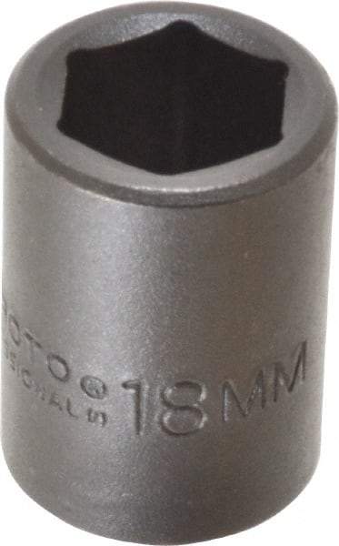 Proto - 1/2" Drive 18mm Standard Impact Socket - 6 Points, 1-1/2" OAL - Top Tool & Supply