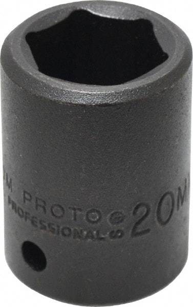 Proto - 1/2" Drive 20mm Standard Impact Socket - 6 Points, 1-39/64" OAL - Top Tool & Supply