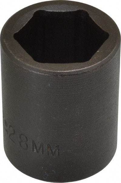 Proto - 1/2" Drive 28mm Standard Impact Socket - 6 Points, 2" OAL - Top Tool & Supply