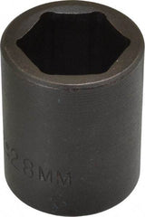 Proto - 1/2" Drive 28mm Standard Impact Socket - 6 Points, 2" OAL - Top Tool & Supply