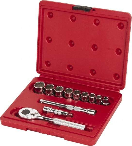 Proto - 12 Piece 3/8" Drive Socket Set - 6 Points, 3/8" to 7/8" Range, Inch Measurement Standard - Top Tool & Supply