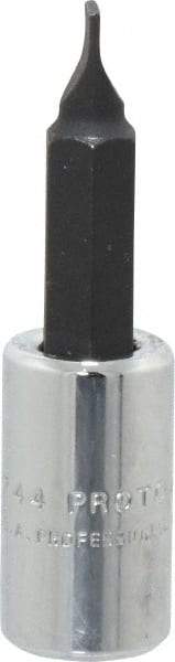 Proto - 1/4" Drive Slotted Screwdriver Socket - 1-53/64" OAL, 3/16" Blade Width, 0.032" Blade Thickness - Top Tool & Supply