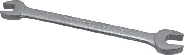 Proto - 3/8" x 7/16" Standard Open End Wrench - 5-3/4" OAL, Double End, Satin Finish, 15° Head Angle - Top Tool & Supply