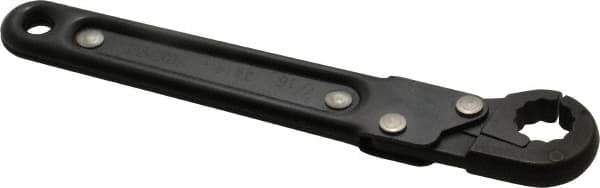 Proto - 7/16", Black Finish, Ratcheting Flare Nut Wrench - 12 Points, 5-7/16" OAL, Steel, Single End Head - Top Tool & Supply