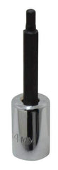 Proto - 3/8" Drive, 4mm Hex Bit Socket - 2-5/8" OAL, 1-5/8" Bit Length - Top Tool & Supply