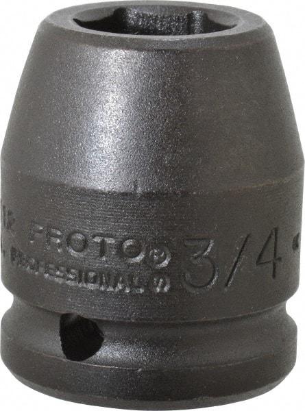 Proto - 3/4" Drive 3/4" Standard Impact Socket - 6 Points, 1-15/16" OAL - Top Tool & Supply