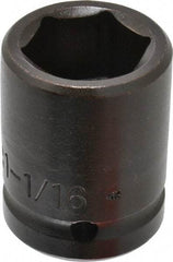 Proto - 3/4" Drive 1-1/16" Standard Impact Socket - 6 Points, 2-1/16" OAL - Top Tool & Supply