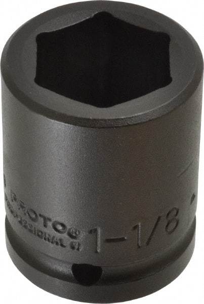 Proto - 3/4" Drive 1-1/8" Standard Impact Socket - 6 Points, 2-3/16" OAL - Top Tool & Supply