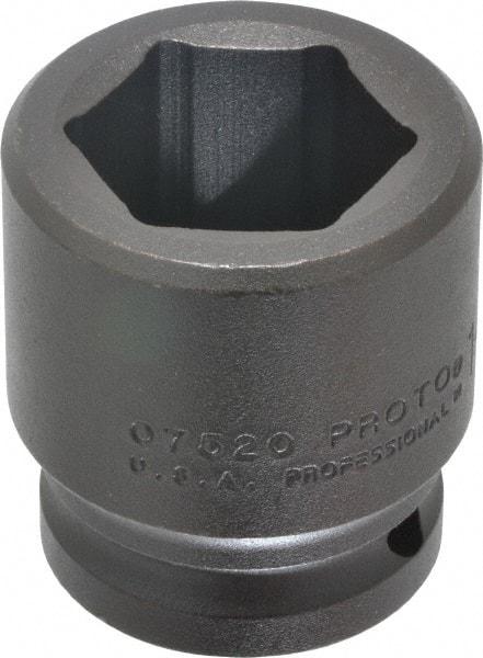 Proto - 3/4" Drive 1-1/4" Standard Impact Socket - 6 Points, 2-3/16" OAL - Top Tool & Supply