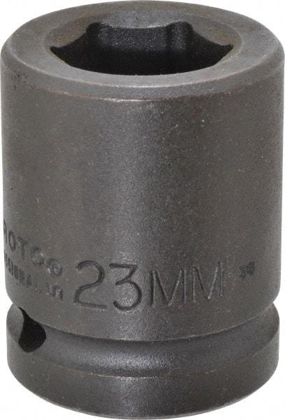 Proto - 3/4" Drive 23mm Standard Impact Socket - 6 Points, 2" OAL - Top Tool & Supply