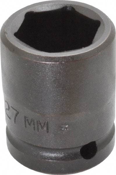 Proto - 3/4" Drive 27mm Standard Impact Socket - 6 Points, 2-3/64" OAL - Top Tool & Supply