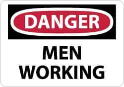 NMC - "Danger - Men Working", 10" Long x 14" Wide, Rigid Plastic Safety Sign - Rectangle, 0.05" Thick, Use for Accident Prevention - Top Tool & Supply