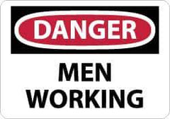 NMC - "Danger - Men Working", 10" Long x 14" Wide, Aluminum Safety Sign - Rectangle, 0.04" Thick, Use for Accident Prevention - Top Tool & Supply