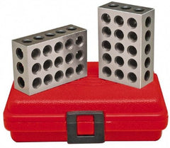 SPI - 0.0003 Squareness Per Inch, Hardened Steel, 2-3-4 Block with 23 Hole Setup Block - 3/8 - 16 Inch Tapped Hole Size, 55-60 Rc Hardness, Sold As Matched Pair - Top Tool & Supply