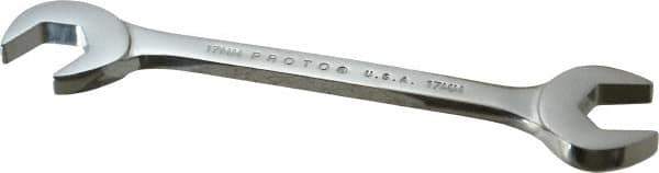 Proto - 17mm Standard Open End Wrench - 6-1/2" OAL, Double End, Chrome Finish, 15° & 60° Head Angle - Top Tool & Supply