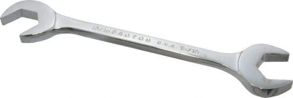 Proto - 15/16" Standard Open End Wrench - 8-3/4" OAL, Double End, Chrome Finish, 15° & 60° Head Angle - Top Tool & Supply