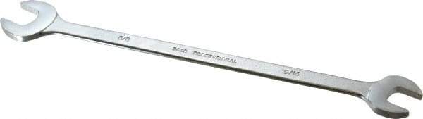 Proto - 9/16" x 5/8" Standard Extra Thin Open End Wrench - 10" OAL, Double End, Satin Finish, 15° Head Angle - Top Tool & Supply