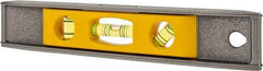 Stanley - Magnetic 9" Long 3 Vial Torpedo Level - Aluminum, Silver/Yellow, 1 45°, 1 Level & 1 Plumb Vials - Top Tool & Supply