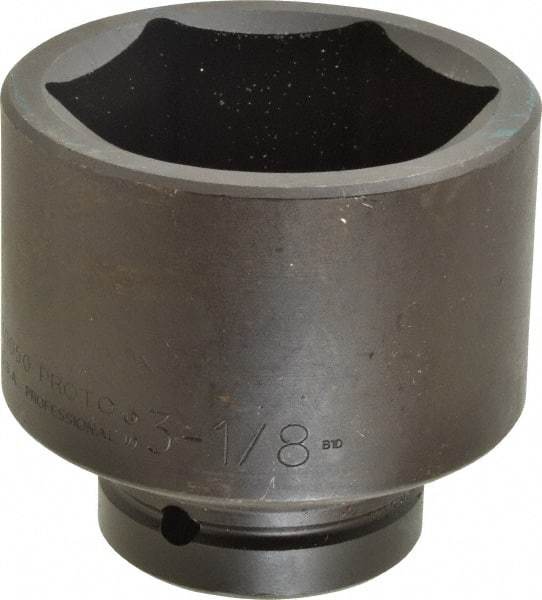 Proto - 1" Drive 3-1/8" Standard Impact Socket - 6 Points, 4-1/16" OAL - Top Tool & Supply