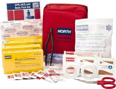 North - 61 Piece, 5 Person, Multipurpose/Auto/Travel First Aid Kit - 5" Wide x 2-1/2" Deep x 5-1/2" High, Nylon Bag - Top Tool & Supply