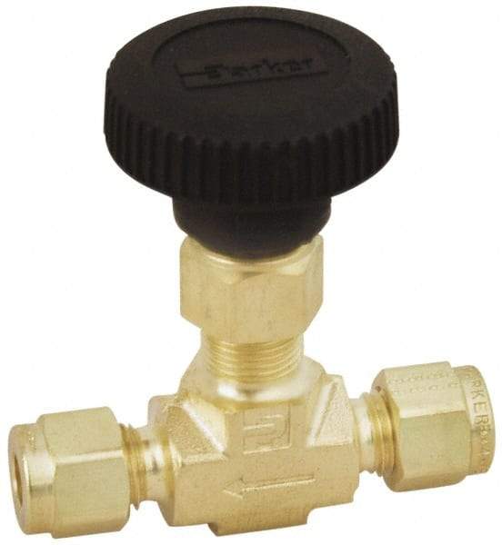 Parker - 3,000 Max psi, 1/8" Pipe, Brass, Inline Instrumentation Needle Valve - Top Tool & Supply