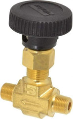 Parker - 3,000 Max psi, 1/8" Pipe, Brass, Inline Instrumentation Needle Valve - MNPT x MNPT End Connections - Top Tool & Supply