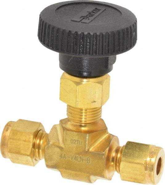 Parker - 3,000 Max psi, 1/4" Pipe, Brass, Inline Instrumentation Needle Valve - Top Tool & Supply