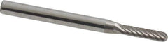 Atrax - 3/32" Cut Diam, 1/8" Shank Diam, Cylinder with Radius Head Single Cut Burr - Carbide, Radius End, 7/16" LOC, 1-1/2" OAL - Top Tool & Supply