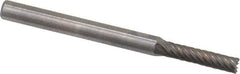 Atrax - 3/32" Cut Diam, 1/8" Shank Diam, Cylinder with End Cut Head Single Cut Burr - Carbide, End Cut End, 7/16" LOC, 1-1/2" OAL - Top Tool & Supply