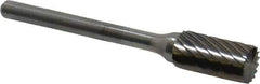 Atrax - 1/4" Cut Diam, 1/8" Shank Diam, Cylinder with End Cut Head Single Cut Burr - Carbide, End Cut End, 1/2" LOC, 1-3/4" OAL - Top Tool & Supply