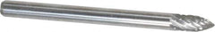 Atrax - 1/8" Cut Diam, 1/8" Shank Diam, Tree Head Double Cut Burr - Carbide, Point End, 1/4" LOC, 1-1/2" OAL - Top Tool & Supply