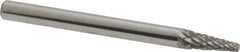 Atrax - 1/8" Cut Diam, 1/8" Shank Diam, Cone Head Double Cut Burr - Carbide, Point End, 3/8" LOC, 1-1/2" OAL - Top Tool & Supply