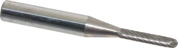 Atrax - 1/8" Cut Diam, 1/4" Shank Diam, Cylinder with Radius Head Single Cut Burr - Carbide, Radius End, 1/2" LOC, 1-1/2" OAL - Top Tool & Supply