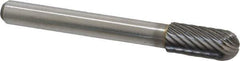 Atrax - 5/16" Cut Diam, 1/4" Shank Diam, Cylinder with Radius Head Single Cut Burr - Carbide, Radius End, 3/4" LOC, 2-1/2" OAL - Top Tool & Supply