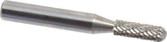 Atrax - 3/16" Cut Diam, 1/4" Shank Diam, Cylinder with Radius Head Double Cut Burr - Carbide, Radius End, 1/2" LOC, 2" OAL - Top Tool & Supply