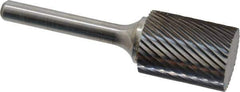 Atrax - 3/4" Cut Diam, 1/4" Shank Diam, Cylinder Head Single Cut Burr - Carbide, Flat End, 1" LOC, 2-3/4" OAL - Top Tool & Supply