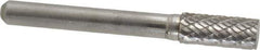 Atrax - 5/16" Cut Diam, 1/4" Shank Diam, Cylinder Head Double Cut Burr - Carbide, Flat End, 3/4" LOC, 2-1/2" OAL - Top Tool & Supply