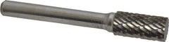 Atrax - 3/8" Cut Diam, 1/4" Shank Diam, Cylinder Head Double Cut Burr - Carbide, Flat End, 3/4" LOC, 2-1/2" OAL - Top Tool & Supply