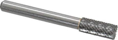 Atrax - 5/16" Cut Diam, 1/4" Shank Diam, Cylinder with End Cut Head Double Cut Burr - Carbide, End Cut End, 3/4" LOC, 2-1/2" OAL - Top Tool & Supply