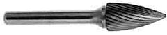 M.A. Ford - 5/8" Cut Diam, 1/4" Shank Diam, Tree Head Single Cut Burr - Carbide, Point End, 1" LOC, 3" OAL - Top Tool & Supply