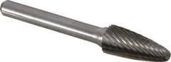 Atrax - 7/16" Cut Diam, 1/4" Shank Diam, Tree with Radius Head Single Cut Burr - Carbide, Radius End, 1" LOC, 2-3/4" OAL - Top Tool & Supply