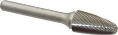 Atrax - 1/2" Cut Diam, 1/4" Shank Diam, Tree with Radius Head Single Cut Burr - Carbide, Radius End, 1" LOC, 2-3/4" OAL - Top Tool & Supply