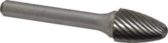 Atrax - 1/2" Cut Diam, 1/4" Shank Diam, Tree with Radius Head Single Cut Burr - Carbide, Radius End, 3/4" LOC, 2-1/2" OAL - Top Tool & Supply